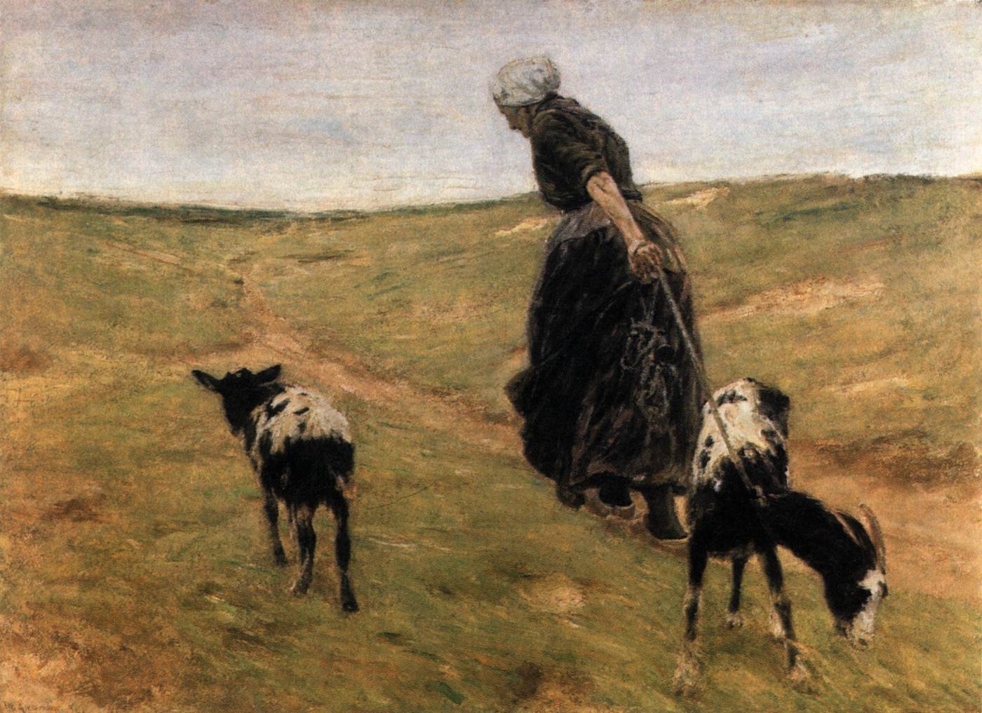 Woman with Goats by LIEBERMANN, Max