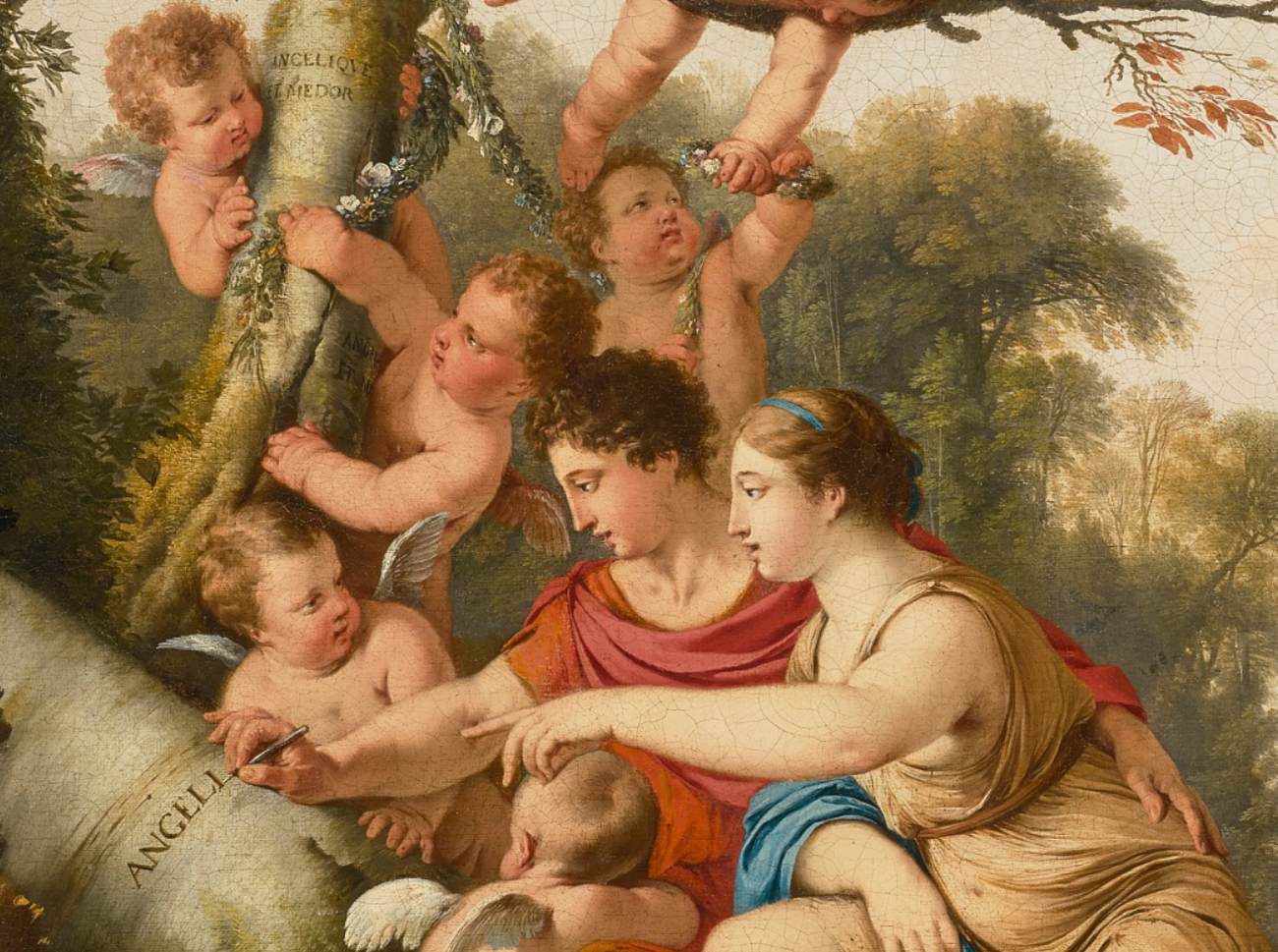 Angelica and Medoro (detail) by LA HYRE, Laurent de