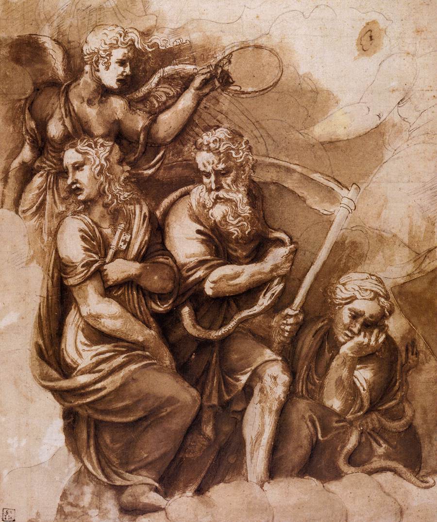 Victory, Janus, Chronos, and Gaea by GIULIO ROMANO